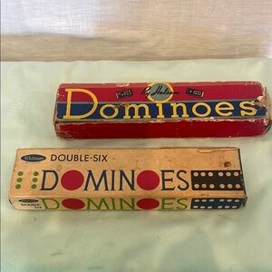 Double-Six Dominoes Set - Red and Tan -Halsam & Whitman brand super old